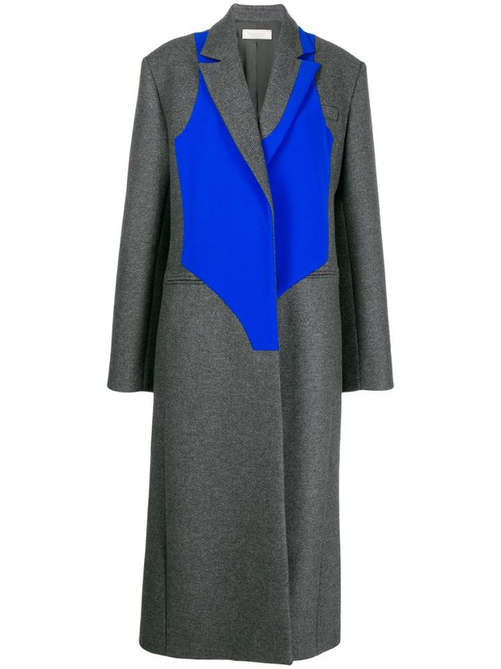 Nina Ricci Contrasting Panel Long Coat - Grey