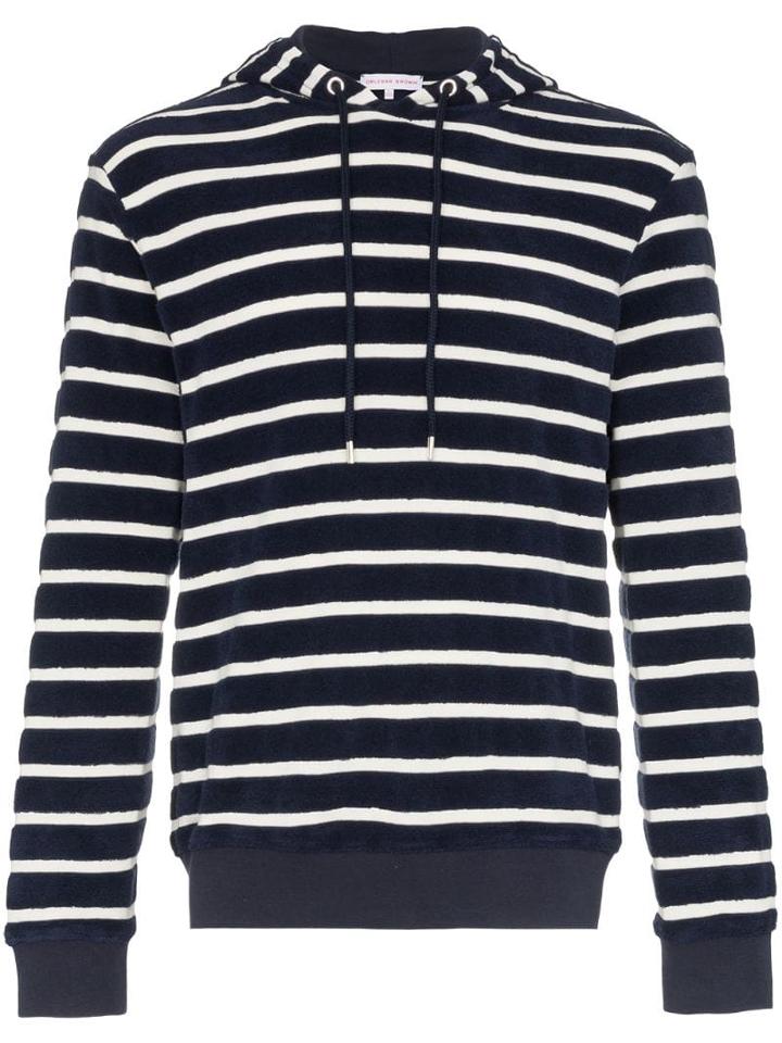 Orlebar Brown Powell Hudson Striped Towelling Hoodie - Blue