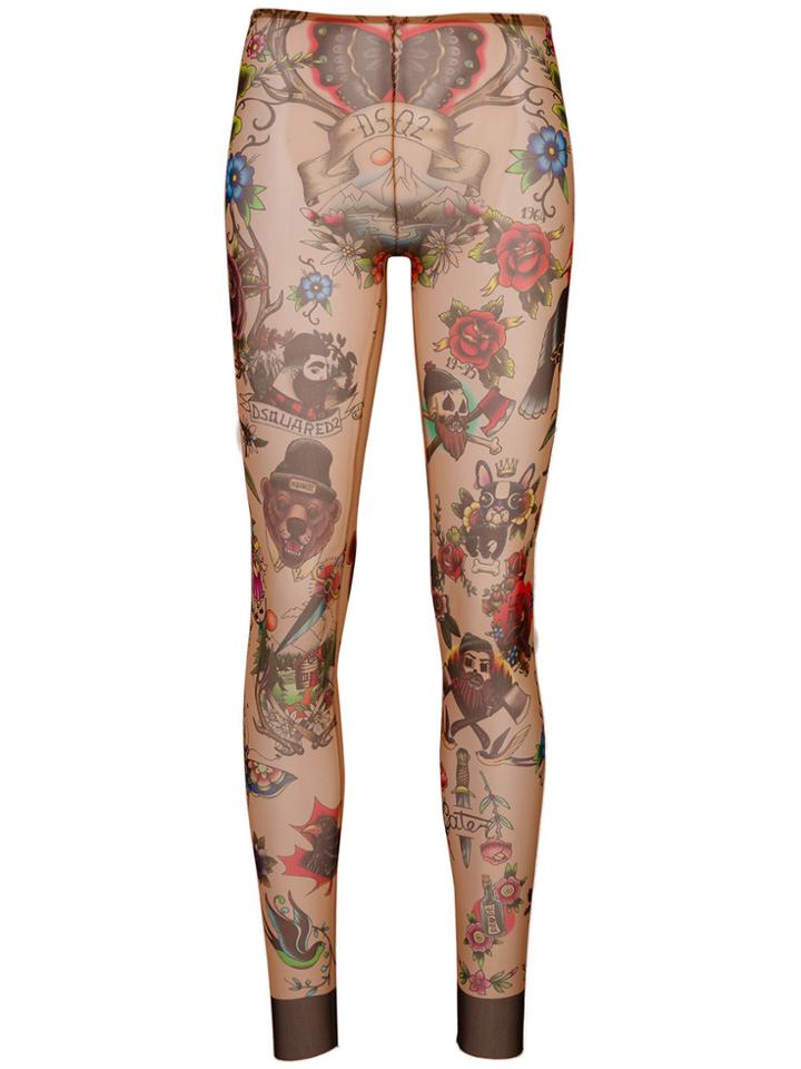Dsquared2 Tattoo Print Leggings - Nude & Neutrals
