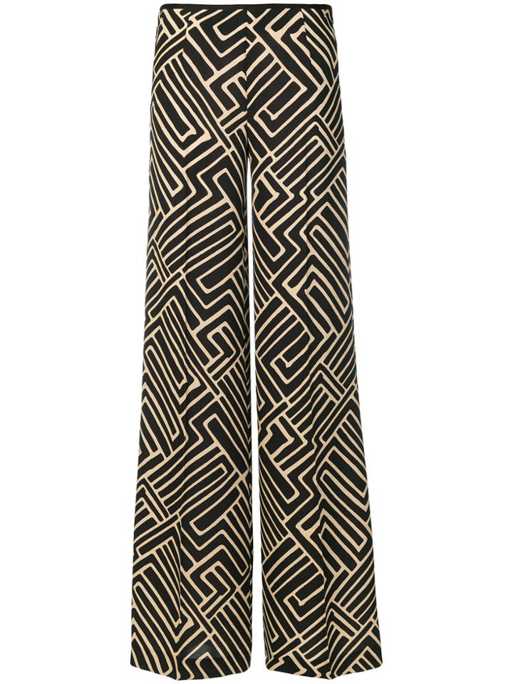 Pt01 Printed Palazzo Trousers - Black