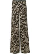 Pt01 Printed Palazzo Trousers - Black