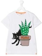 Fendi Kids Cat Print T-shirt, Boy's, Size: 8 Yrs, White