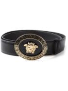 Versace Oval Medusa Belt, Men's, Size: 105, Black, Leather