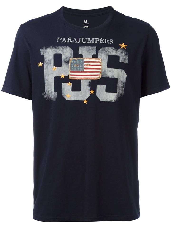Parajumpers Flag Patch T-shirt, Men's, Size: Small, Blue, Cotton
