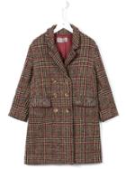 Ermanno Scervino Junior Prince Of Wales Checked Coat, Girl's, Size: 12 Yrs, Black