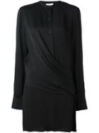 Dkny Draped Front Satin Blouse - Black