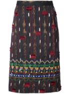 Oscar De La Renta Embroidered Straight Skirt - Blue