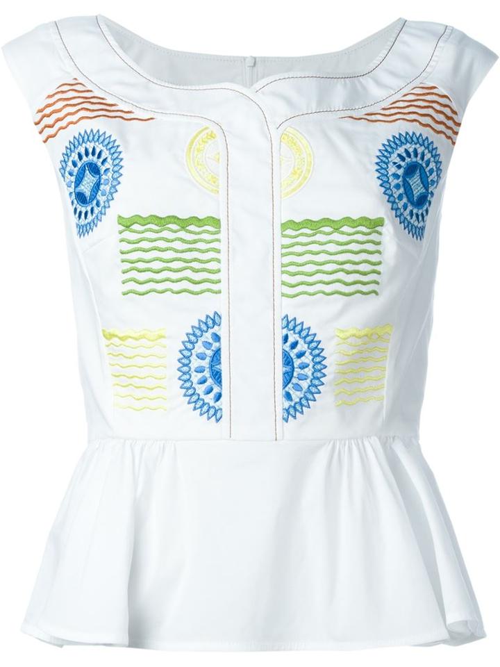 Peter Pilotto Iris Top, Women's, Size: 8, White, Cotton/polyamide/spandex/elastane