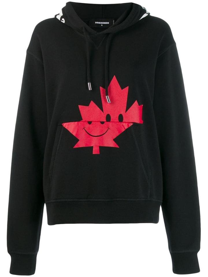 Dsquared2 Maple Leaf Print Hoodie - Black