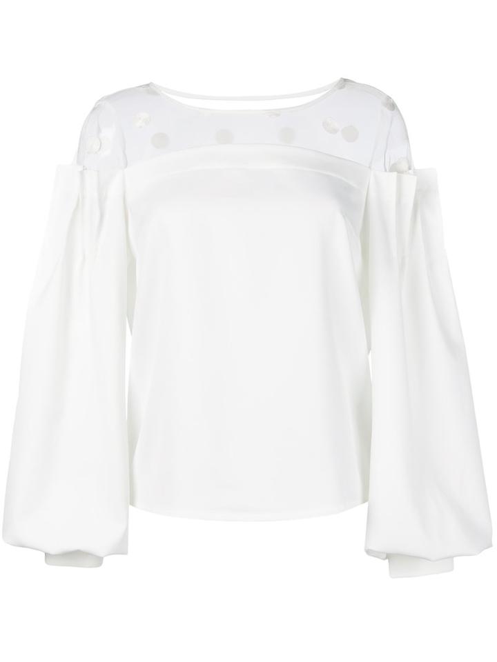 Jovanna - Play Nice Dots Blouse - Women - Polyester - 6, White, Polyester