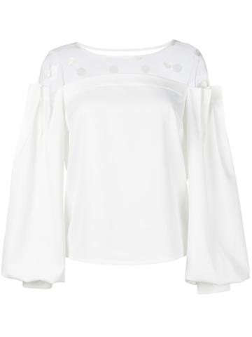 Jovanna - Play Nice Dots Blouse - Women - Polyester - 6, White, Polyester