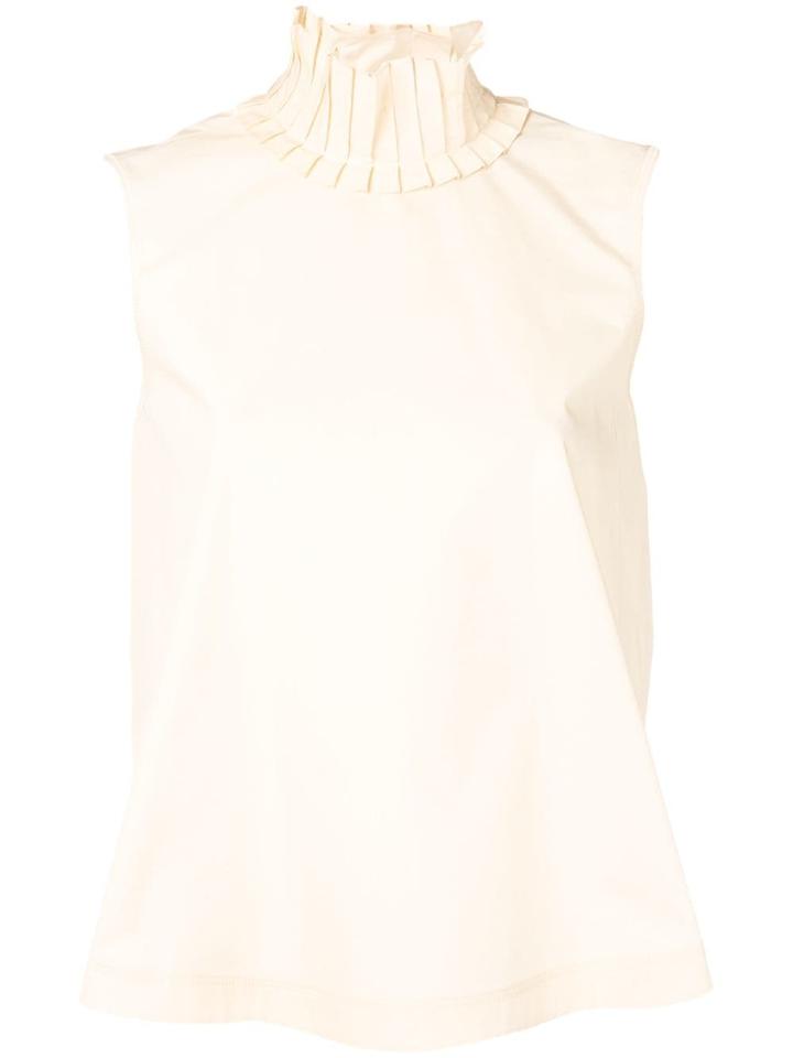 Fendi Ruffled Mock Neck Blouse - Neutrals