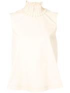 Fendi Ruffled Mock Neck Blouse - Neutrals