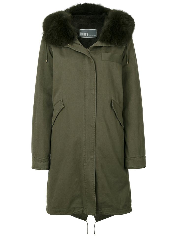 Army Yves Salomon Four Lapin Coat - Green