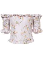 Brock Collection Tao Off The Shoulder Floral Print Taffeta Top - Pink