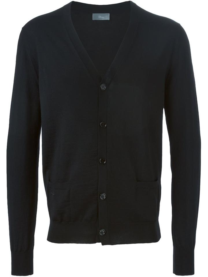 Dior Homme Ribbed Cuff Cardigan, Men's, Size: Small, Black, Virgin Wool