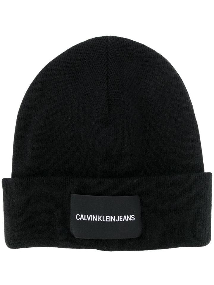 Ck Calvin Klein Logo Patch Beanie - Black