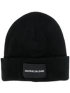Ck Calvin Klein Logo Patch Beanie - Black