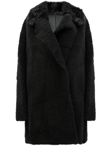 Juun.j Furry Detail Coat - Black