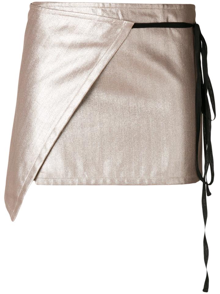 Ann Demeulemeester Wrap-around Mini Skirt - Metallic
