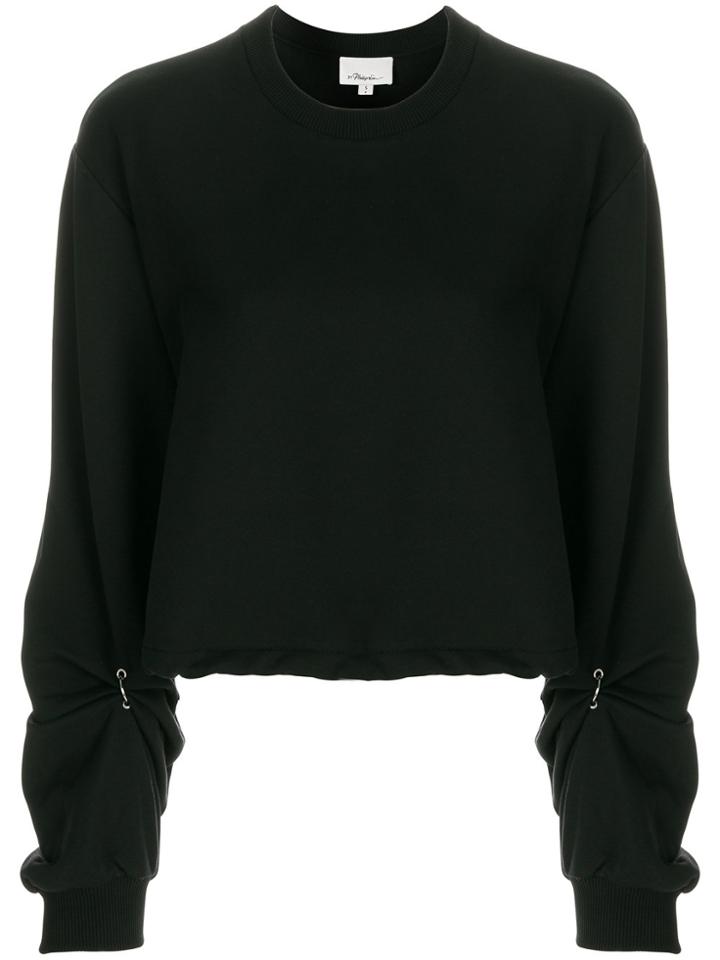3.1 Phillip Lim Ruched Sleeve Sweatshirt - Black