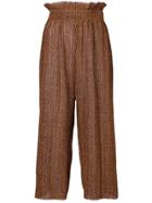 Patbo Pleated Lurex Cropped Trousers - Brown