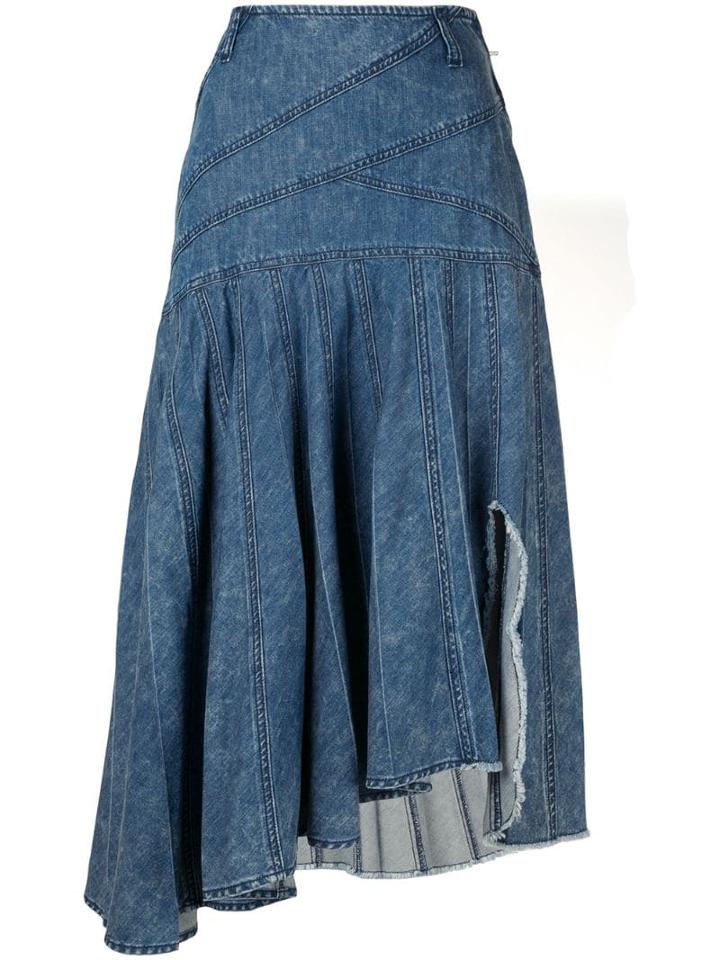 System Asymmetric Denim Skirt - Blue
