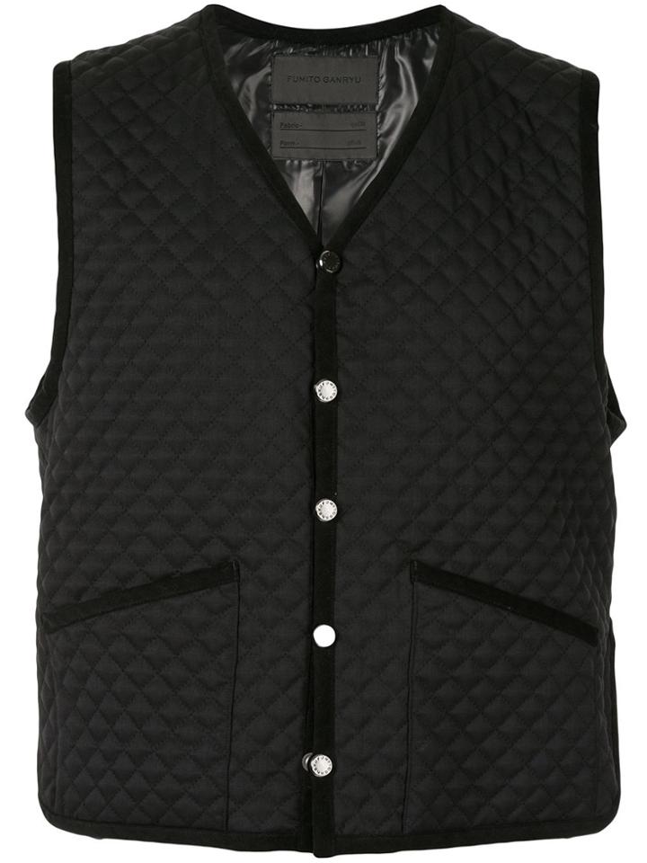 Fumito Ganryu Diamond Quilted Waistcoat - Black