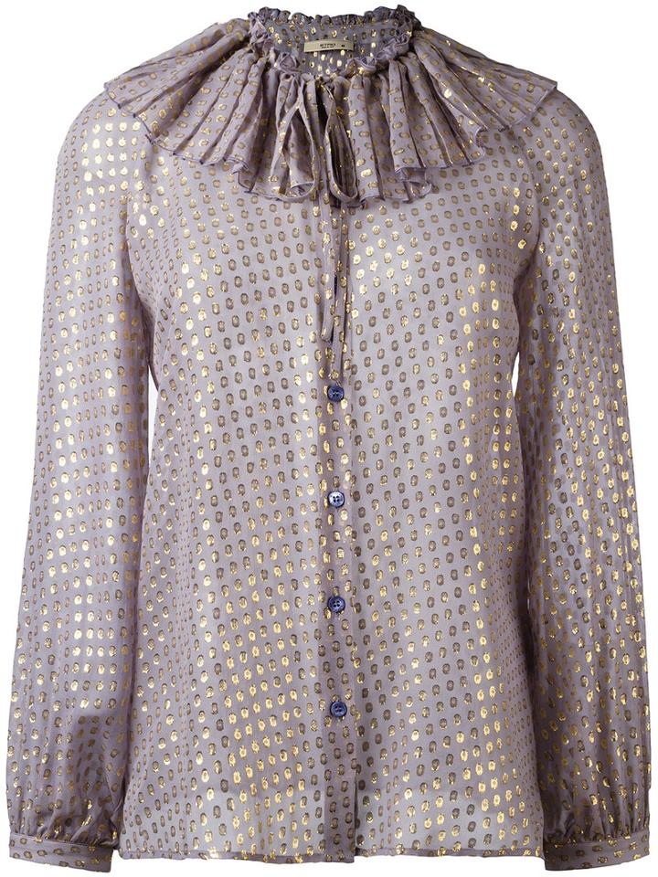 Etro Polka Dot Blouse, Women's, Size: 42, Pink/purple, Silk/metallic Fibre