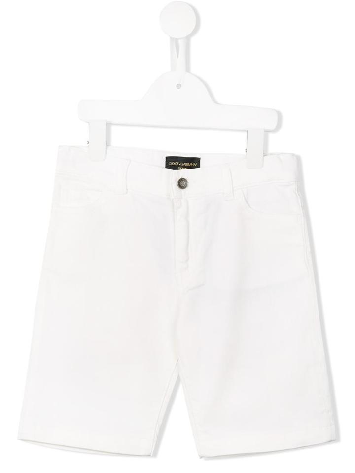 Dolce & Gabbana Kids Musical Note Denim Shorts, Boy's, Size: 8 Yrs, White
