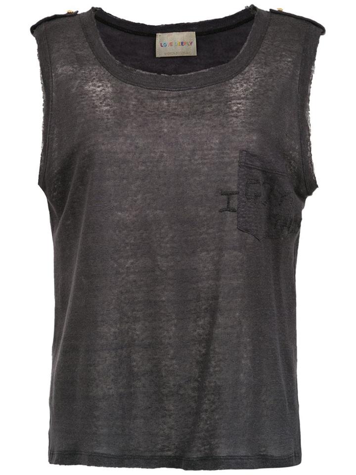 Andrea Bogosian Linen Top With Front Pocket - Grey