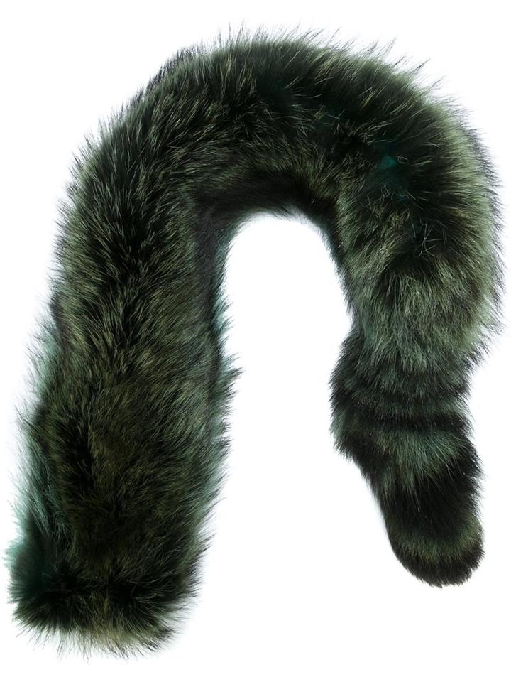 P.a.r.o.s.h. Raccoon Fur Stole, Women's, Green, Racoon Fur