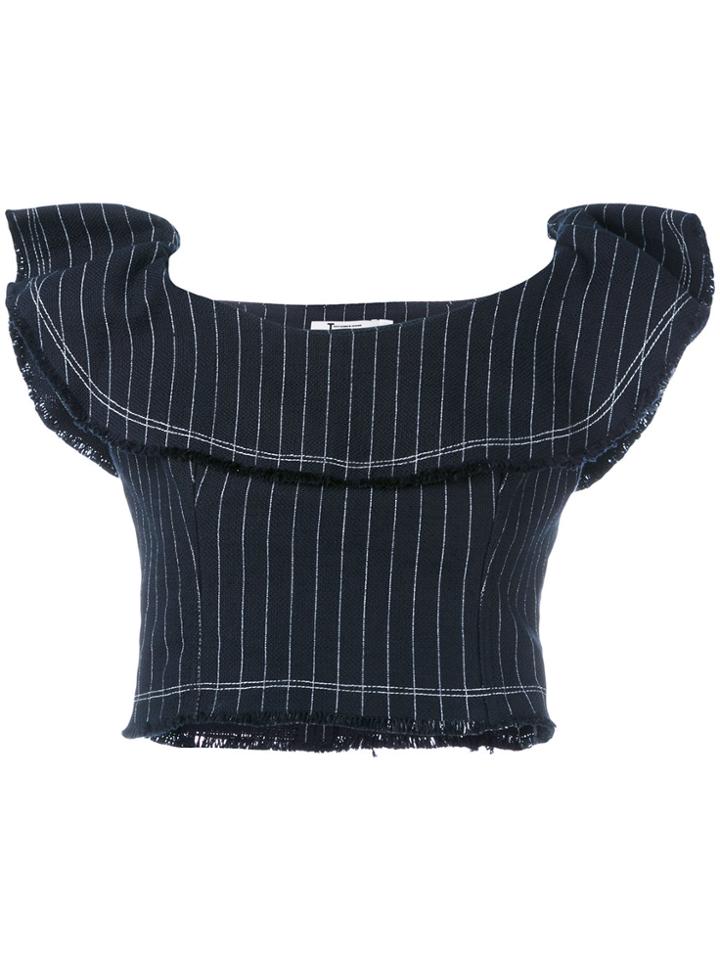 T By Alexander Wang Pinstriped Cropped Top - Blue
