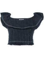 T By Alexander Wang Pinstriped Cropped Top - Blue