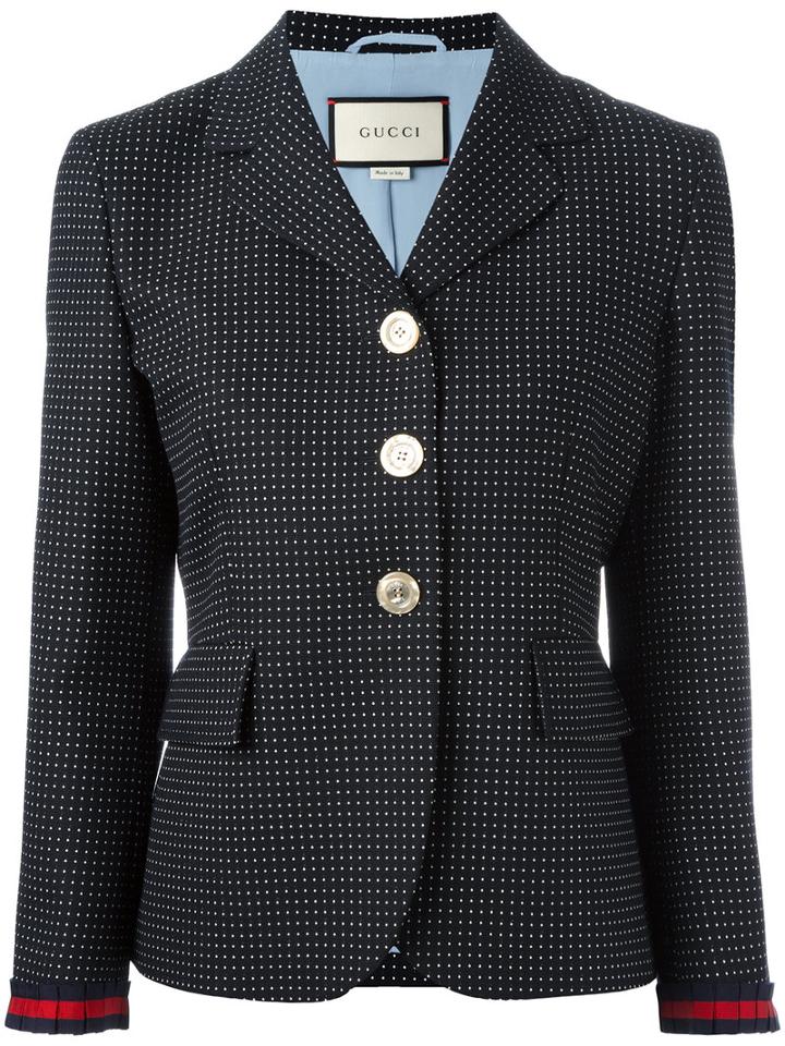 Gucci Micro Dot Blazer, Women's, Size: 40, Black, Wool/mohair/cotton/silk