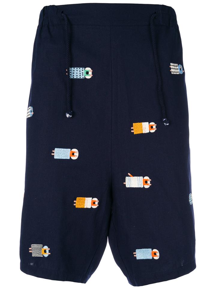 Henrik Vibskov Embroidered Tailored Shorts - Blue