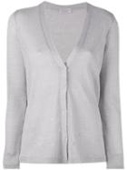 Brunello Cucinelli - V-neck Cardigan - Women - Silk/linen/flax/polyamide - L, Grey, Silk/linen/flax/polyamide