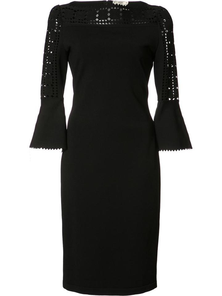 Fendi Laser-cut Dress, Women's, Size: 46, Black, Viscose/polyester