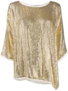 Mes Demoiselles Sequinned Drape Blouse - Gold