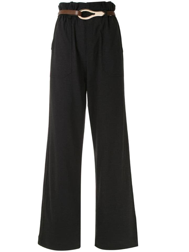 Framed Wide Leg Trousers - Black