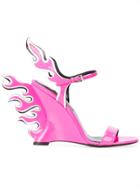 Prada Flame Appliqué Sandals - Pink & Purple