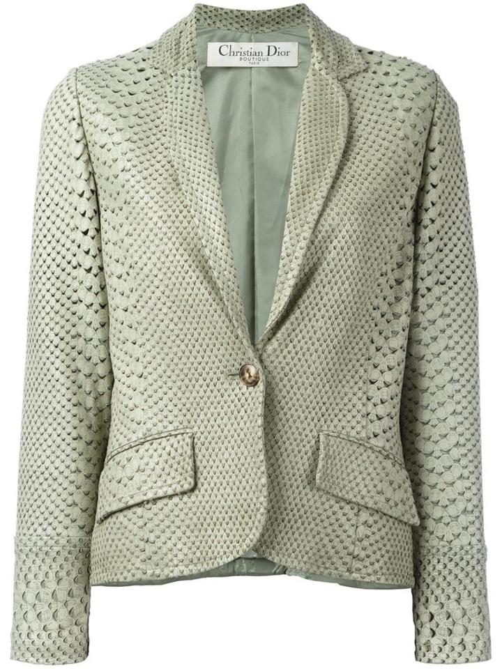 Christian Dior Pre-owned Perforated Snakeskin Effect Jacket - Green