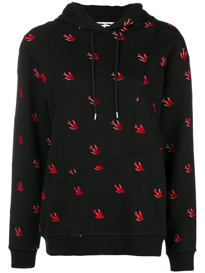 Mcq By Alexander Mcqueen Eyewear Swallow Print Hooded Sweatshirt -