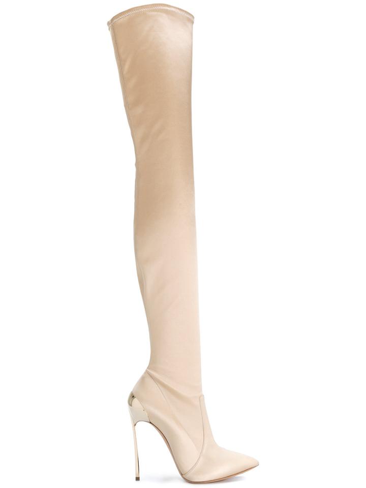 Casadei Over-the-knee Techno Blade Boots - Nude & Neutrals