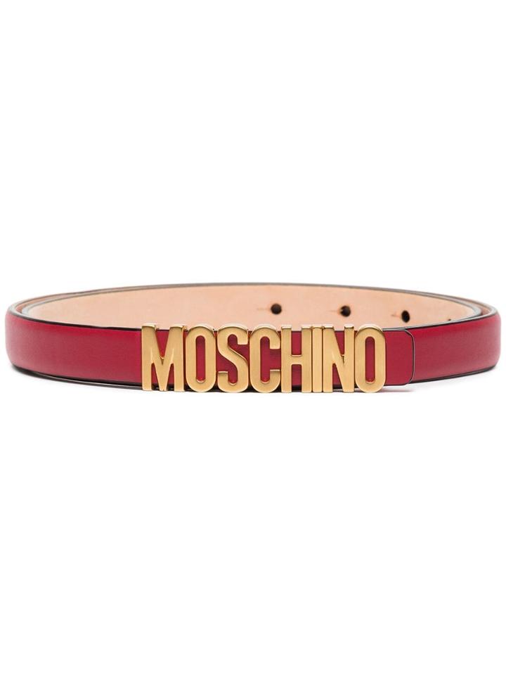 Moschino Logo Plaque Belt - Red