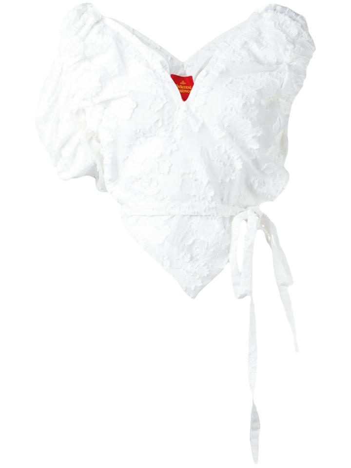 Vivienne Westwood - Asymmetric V-neck Top - Women - Cotton/polyamide - 42, White, Cotton/polyamide