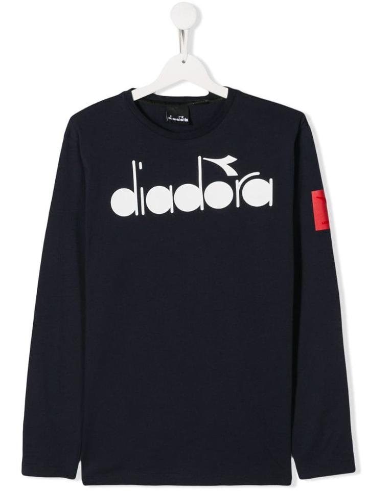 Diadora Junior Teen Logo Print Long Sleeve - Blue