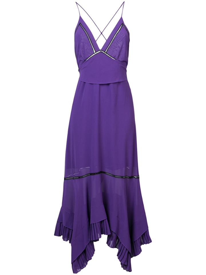 Derek Lam Lace Inset Cami Dress With Pleated Hem - Pink & Purple
