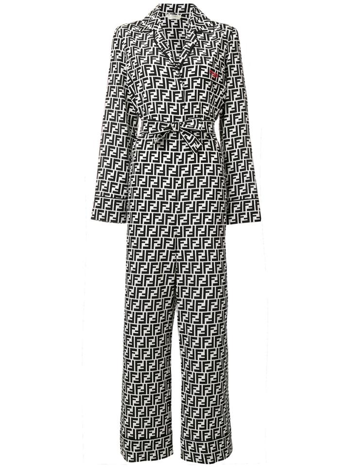Fendi Belted Ff Logo Jumpsuit - Black