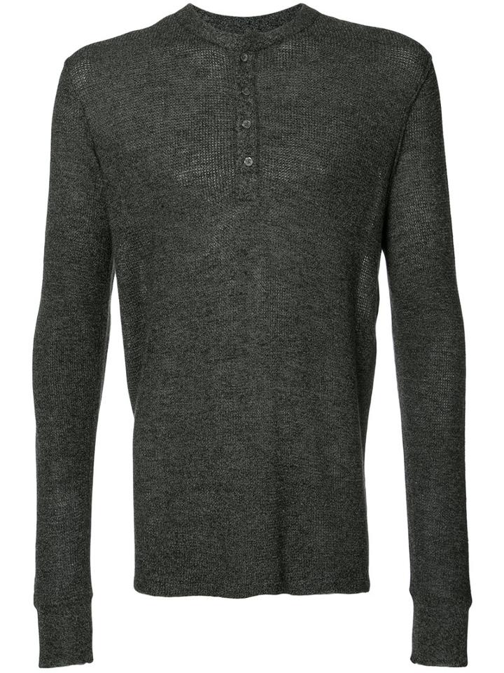 Ovadia & Sons - Henley Jumper - Men - Cotton/cupro/merino - M, Grey, Cotton/cupro/merino